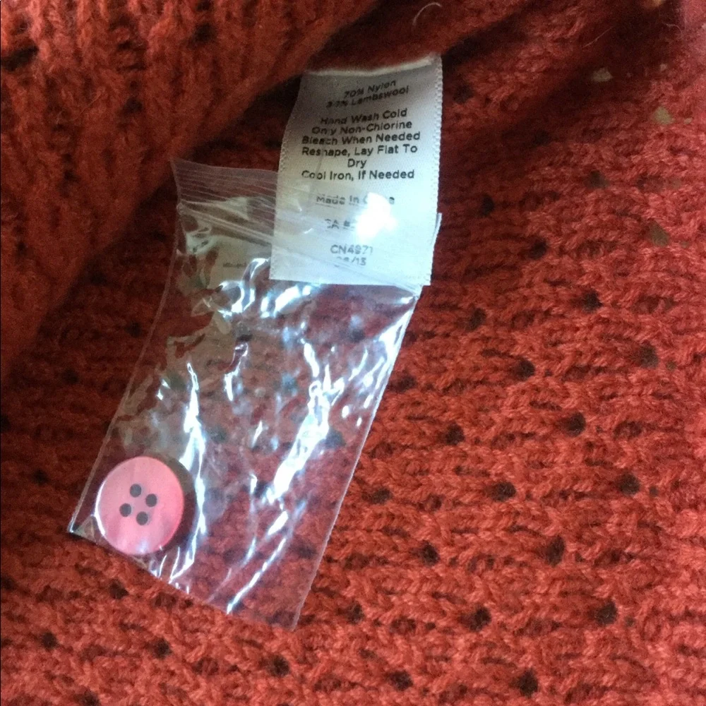 Talbots NWOT Orange Lambswool Open-Weave Sweater Size MP - Picture 7 of 7